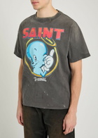 Saint Mxxxxxx Eternal Printed Distressed Cotton T-shirt Black