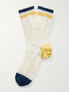 KAPITAL - Ivy Rainbowy Happy Heel Cotton and Hemp-Blend Socks - White
