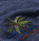 Altea - Embroidered Linen T-Shirt - Blue