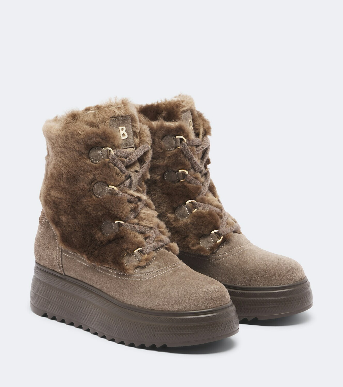 Bogner Stockholm suede and shearling lace-up boots