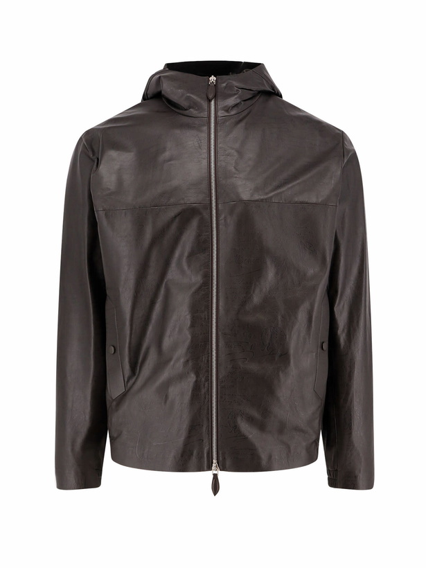 Photo: Berluti Scritto B-way Printed Leather Jacket