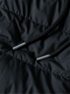 Moncler - Logo-Appliquéd Panelled Cotton-Jersey and Quilted Shell Down Zip-Up Hoodie - Blue