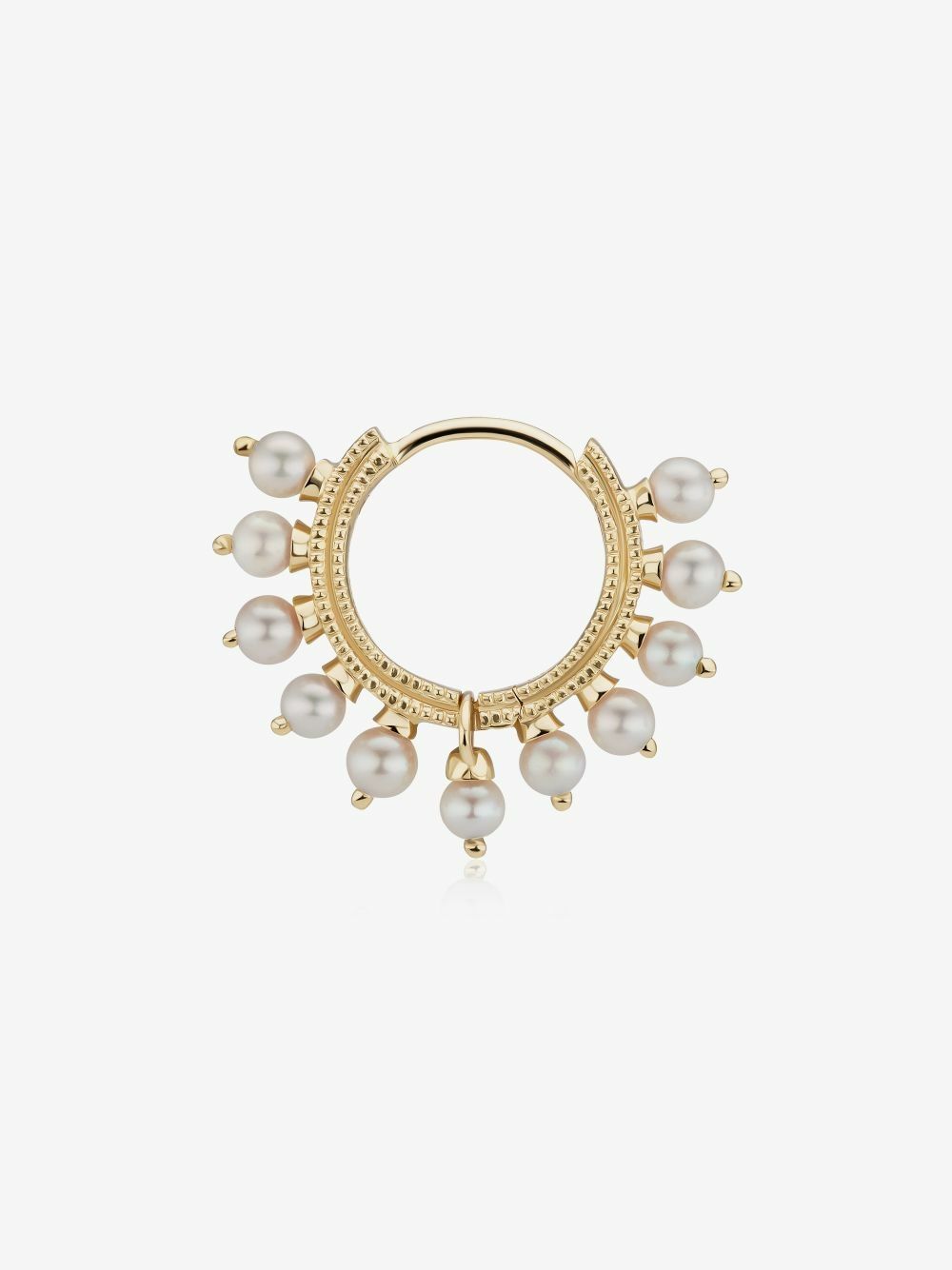 MARIA TASH 18K Yellow Gold Pearl Coronet Hoop Earring