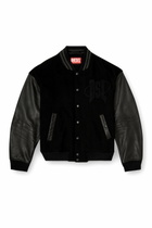 Diesel Varsity bomber jacket in cotton and leather - Leather jackets Mens in Black