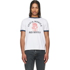 COÛT DE LA LIBERTÉ White Weston SM 'Red Devils' Crew Ringer T-shirt