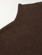 THE ROW - Daniel Ribbed Cashmere Mock-Neck Sweater - Brown