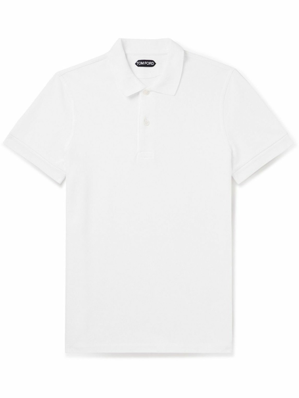 Photo: TOM FORD - Garment-Dyed Cotton-Piqué Polo Shirt - White
