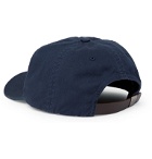 Adsum - Logo-Embroidered Leather-Trimmed Cotton-Twill Baseball Cap - Blue