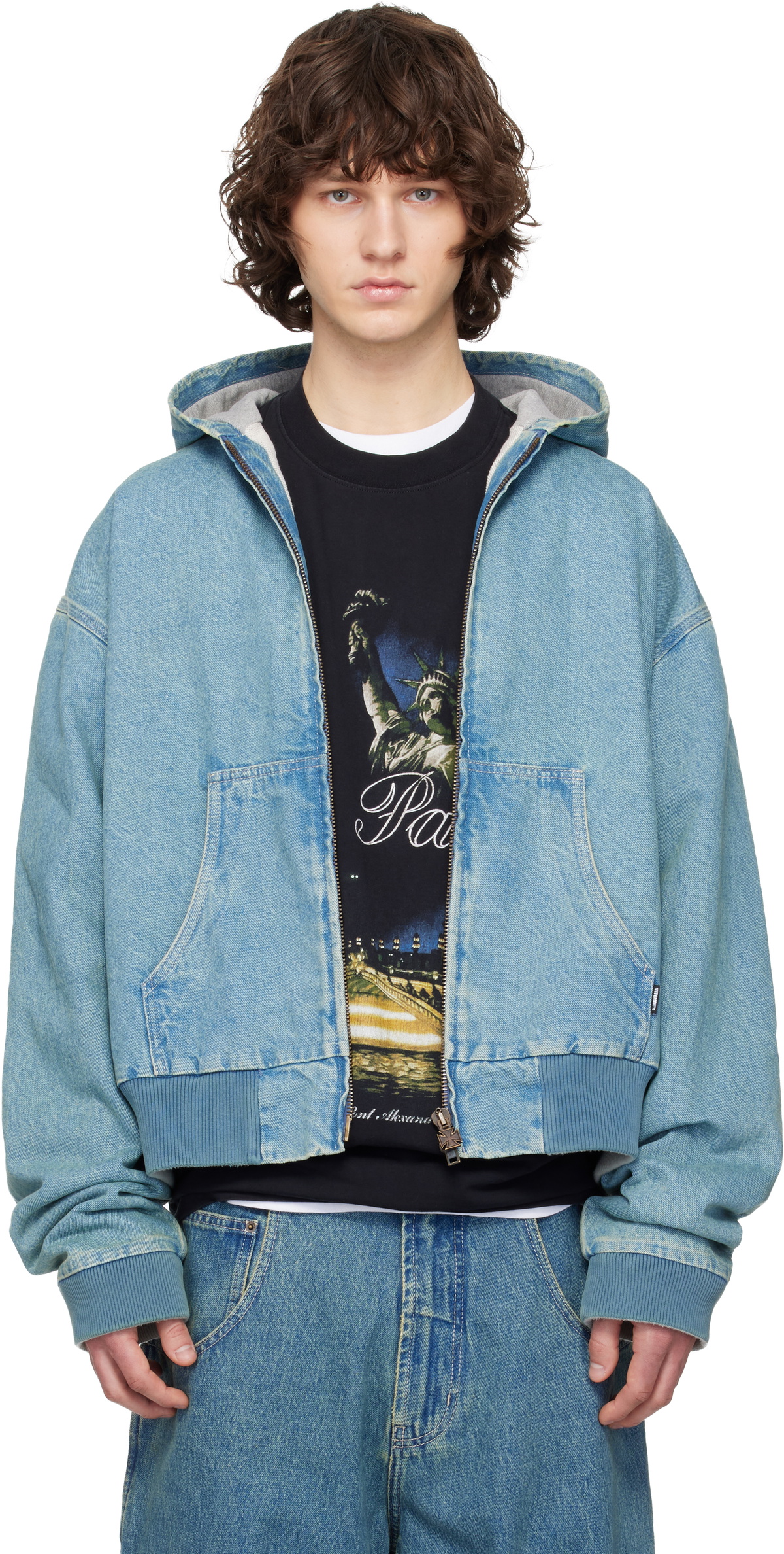 VETEMENTS Blue Hooded Workwear Denim Jacket