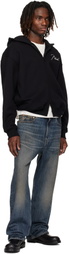 Rhude Black Classique Zip Up Hoodie