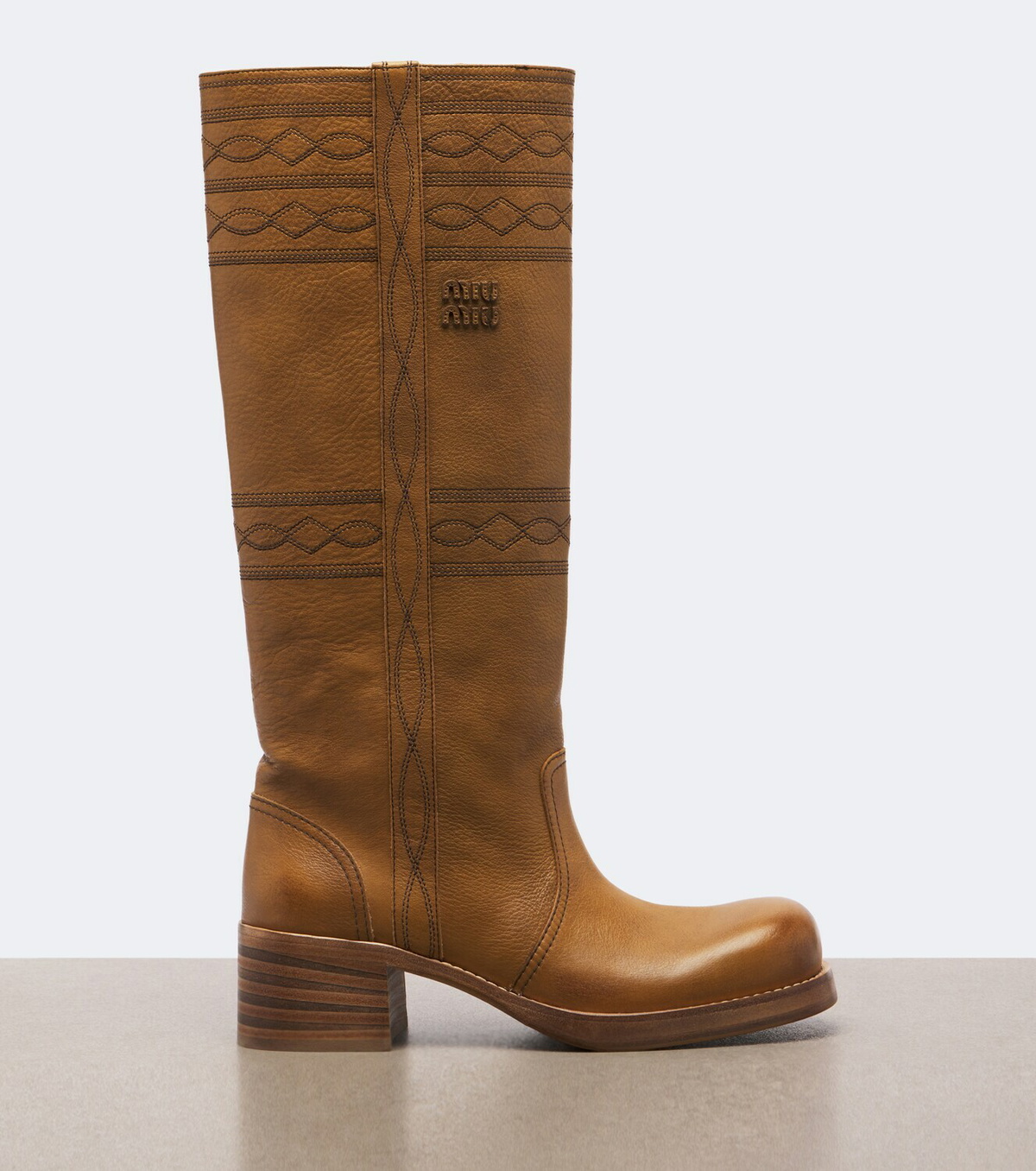 Miu Miu Embroidered leather knee-high boots