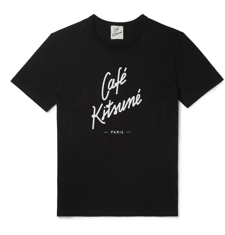 Photo: Café Kitsuné - Slim-Fit Logo-Print Cotton-Jersey T-Shirt - Black