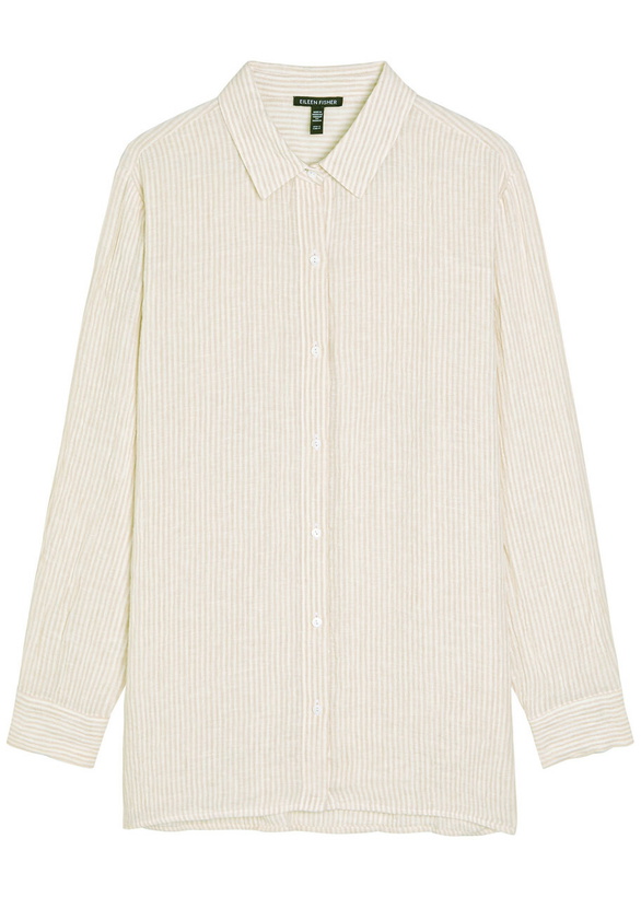 Photo: Eileen Fisher Striped Linen Shirt Off White