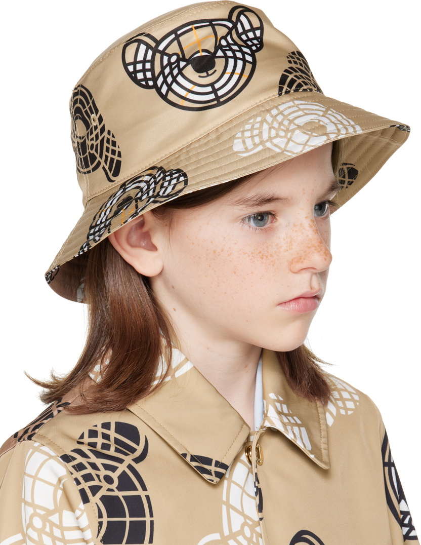 Burberry Kids Beige Thomas Bear Bucket Hat Burberry