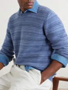 Canali - Striped Wool and Cashmere-Blend Sweater - Blue