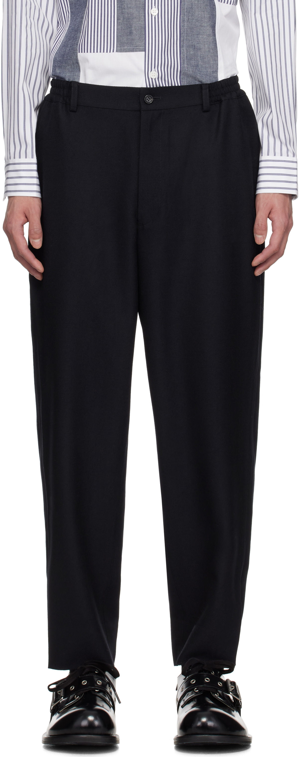 Comme des Garçons Homme Deux Navy Wool Kersey Trousers