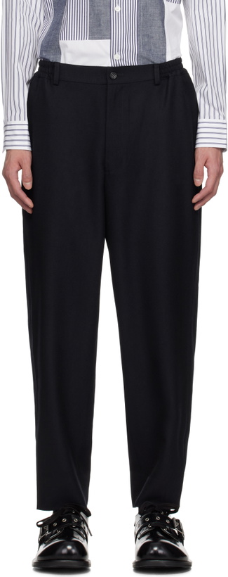 Photo: Comme des Garçons Homme Deux Navy Wool Kersey Trousers