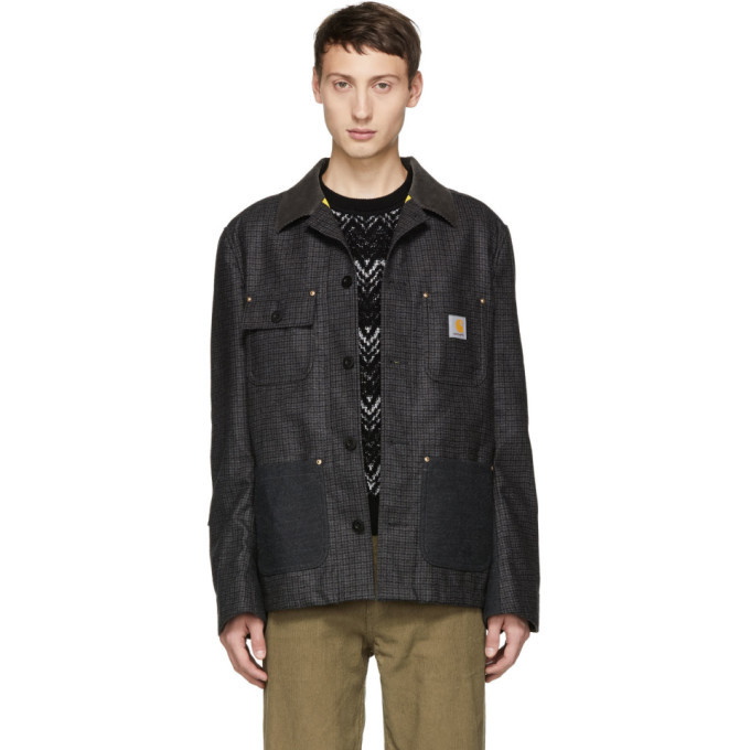 Photo: Junya Watanabe Grey and Black Carhartt Edition Wool Twill Jacket