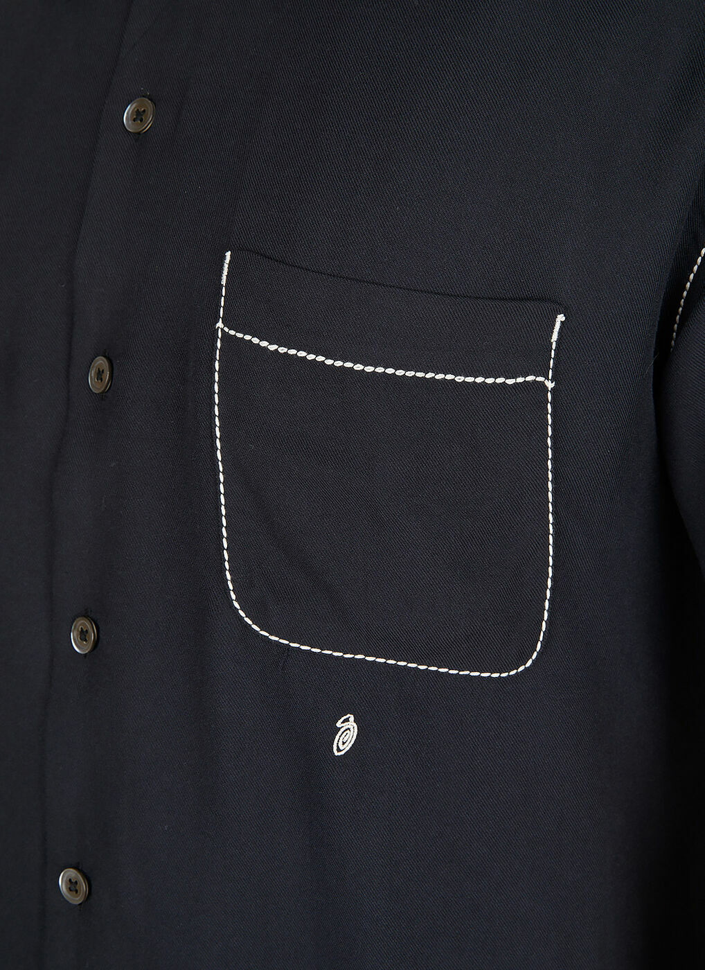 Contrast Pick Stitched Shirt in Black Stussy