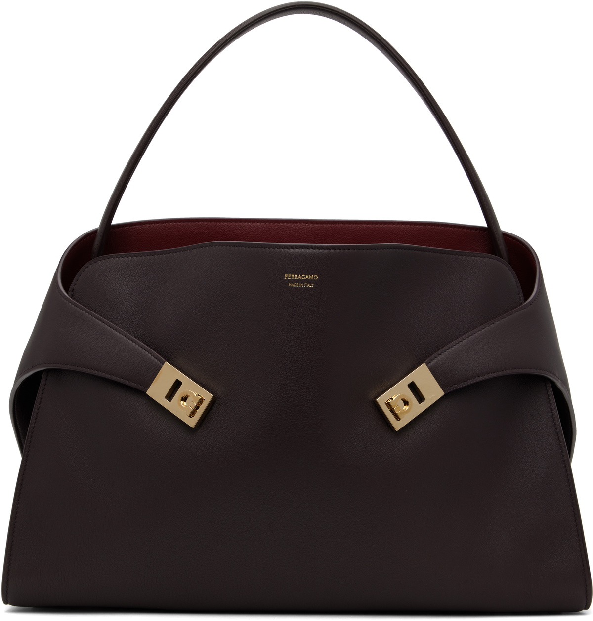 ショルダーバッグ・ポシェット SALVATORE FERRAGAMO BURGUNDY LARGE HUG SOFT SHOULDER BAG Ferragamo Burgundy Hug Soft Bicolor L Shoulder Bag Salvatore