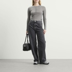 Samsøe Samsøe Women's Sadodo Long Sleeve Henley Top in Mid Grey Melange