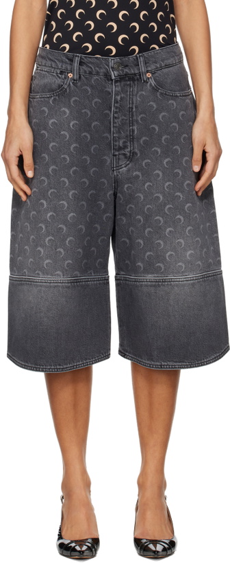 Photo: Marine Serre Grey Moon Laser Denim Shorts