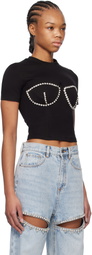 AREA Black Crystal Bustier Cup T-shirt