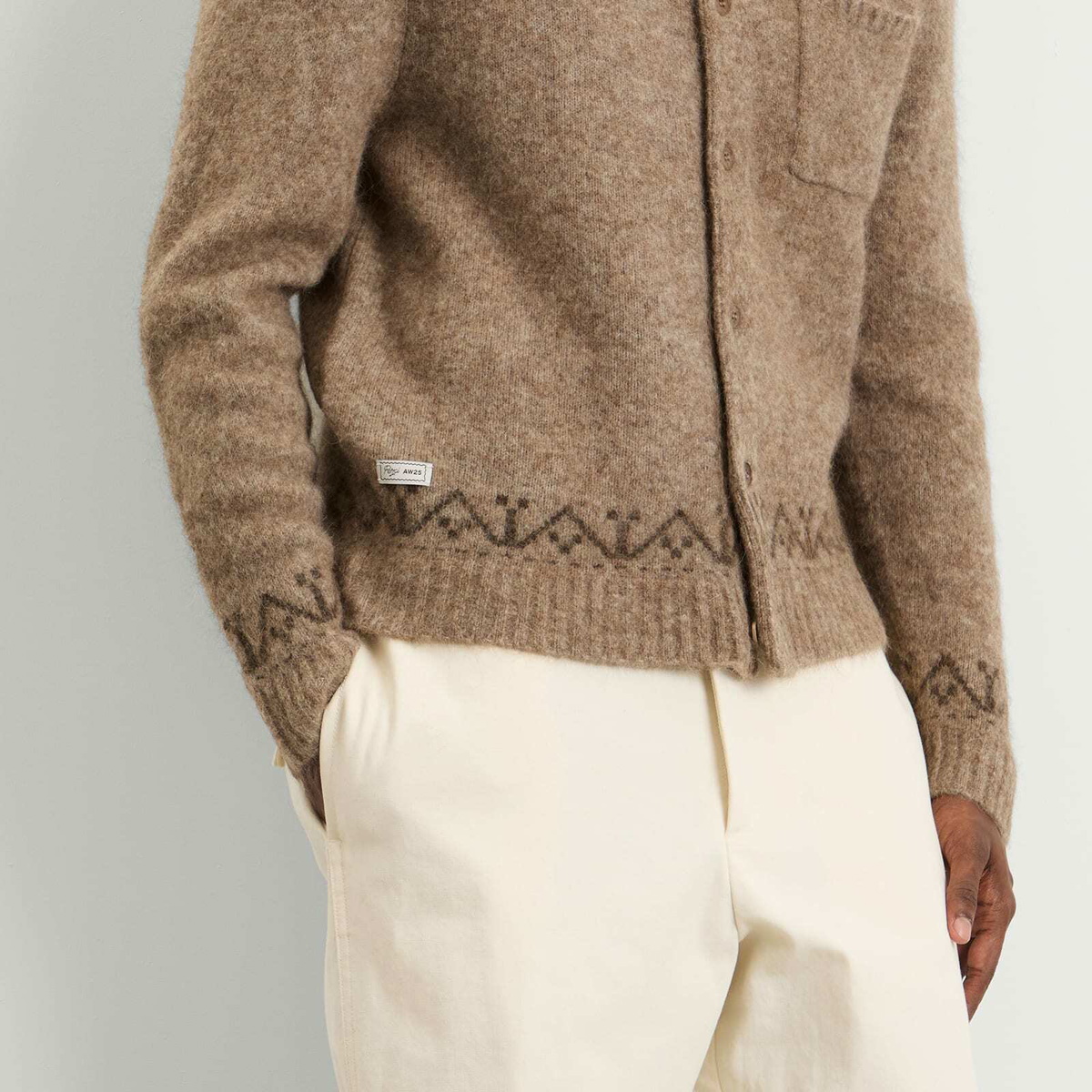 Percival Men's Novel Collared Wool Cardigan in Oak