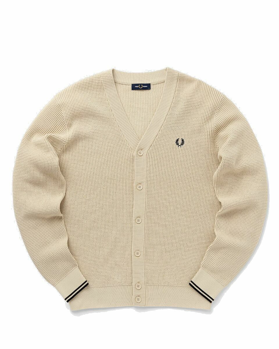 Photo: Fred Perry Waffel Stitch Cardigan Beige - Mens - Zippers & Cardigans