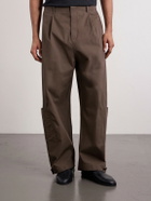 Amomento - Cotton-Blend Wide-Leg Trousers - Brown