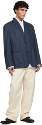 Hed Mayner Navy Cotton Blazer