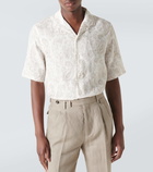 Brunello Cucinelli Paisley linen bowling shirt