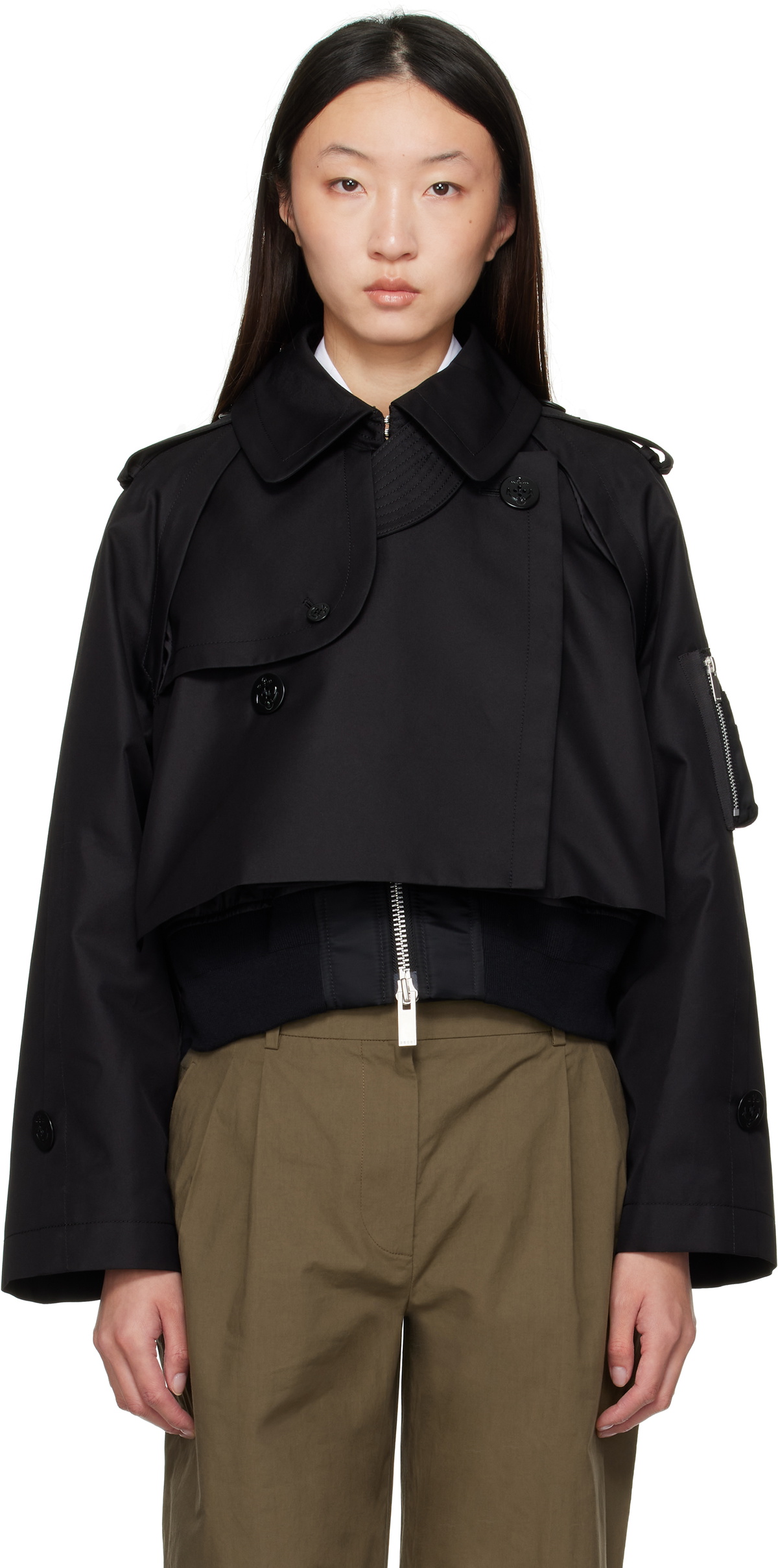 Sacai Black ACRONYM® Edition Taffeta Crop Jacket Sacai