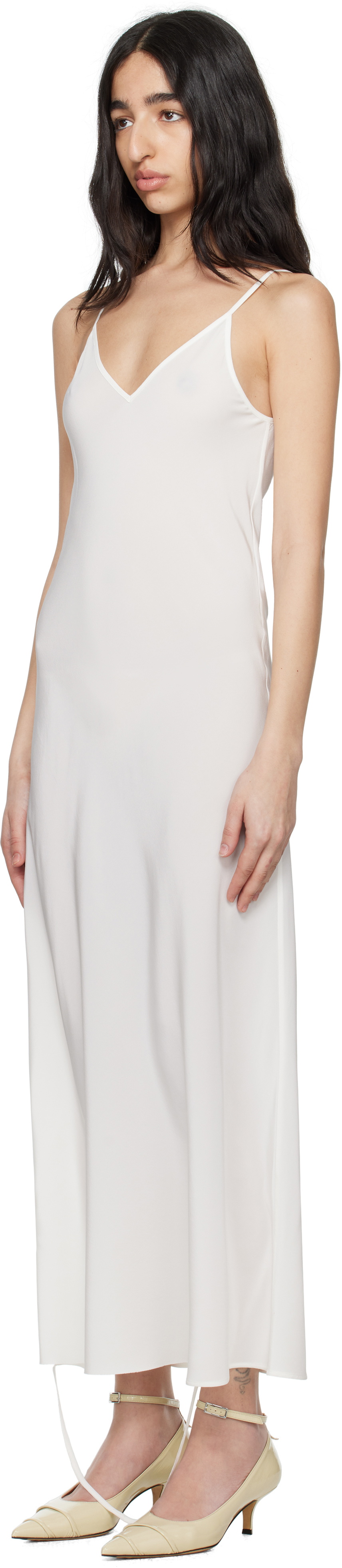 MM6 Maison Margiela White Silk Maxi Dress