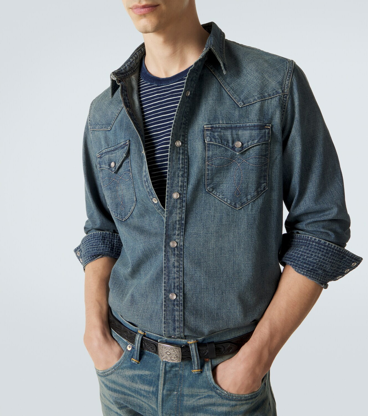 RRL Striped cotton jersey T-shirt