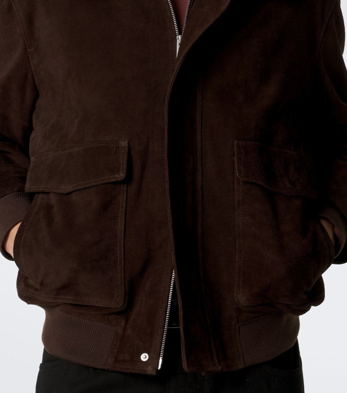 Arma Bari shearling-trimmed suede blouson jacket