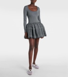 Alaïa Leather-trimmed fishnet ballet flats