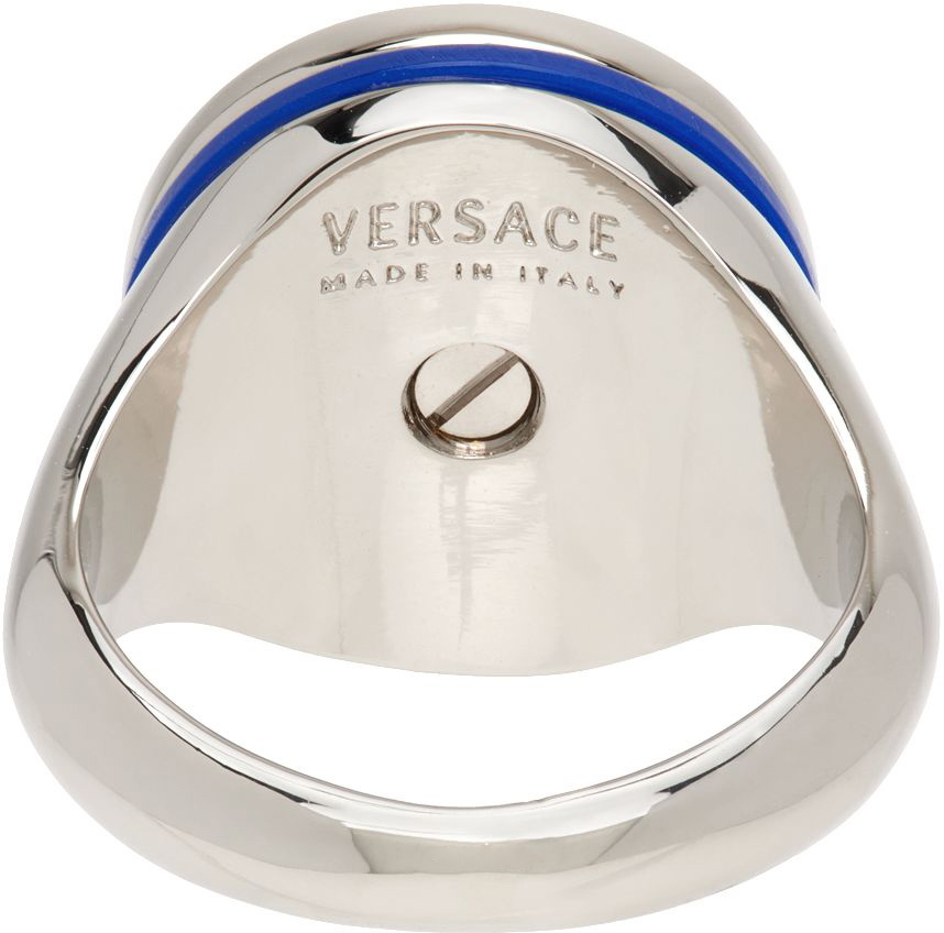 VERSACE メデューサモチーフ シルバーベース青いリング Versace Silver & Blue Medusa Ring Versace