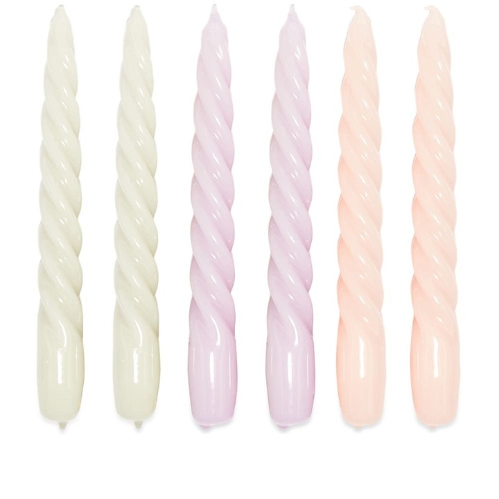 Photo: HAY Spiral Candles - Set Of 6 in Light Rose/Light Grey/Lilac