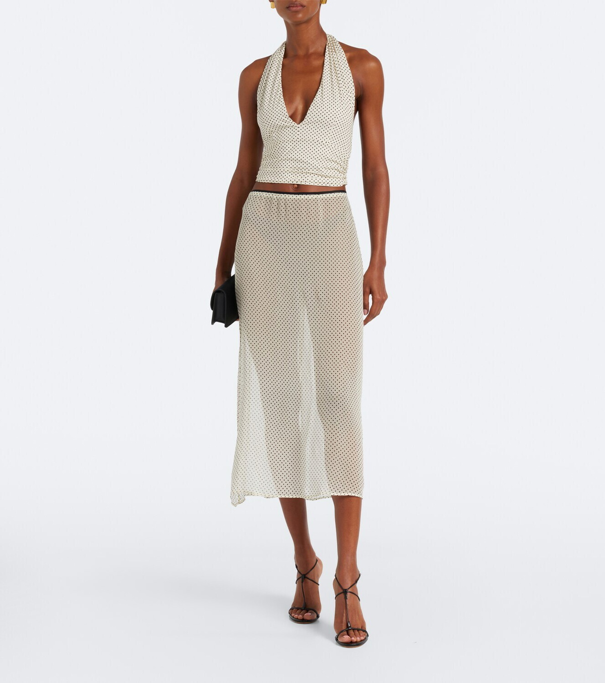 Hunza G Polka-dot sheer midi skirt