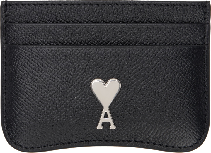 Photo: AMI Paris Black Leather Paris Paris Card Holder