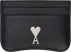 AMI Paris Black Leather Paris Paris Card Holder