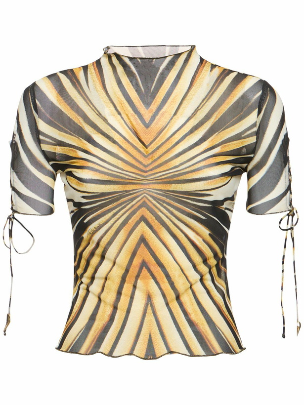 Photo: ROBERTO CAVALLI Ray Of Gold Printed Tulle Top