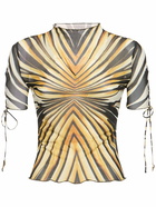 ROBERTO CAVALLI Ray Of Gold Printed Tulle Top