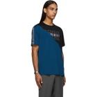 Givenchy Black and Blue Diagonal Colorblock T-Shirt