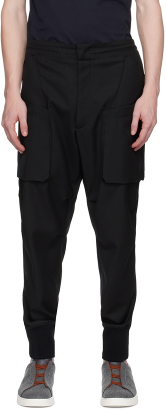 Photo: ZEGNA Black Pleated Trousers