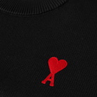 AMI Men's Small A Heart Crew Knit in Black/Red