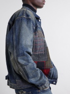 Junya Watanabe - Patchwork Distressed Paint-Splattered Denim Jacket - Blue