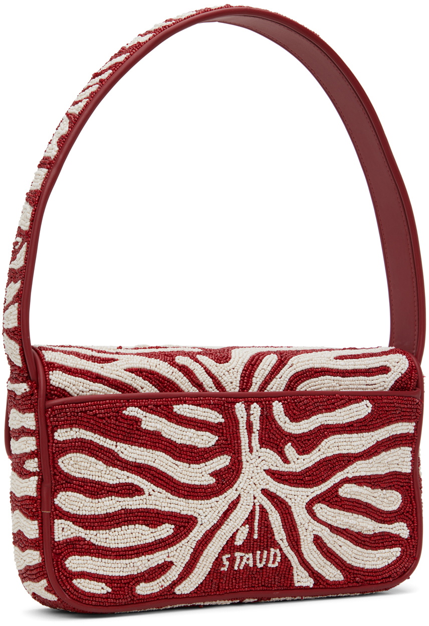 Staud Red & White Tommy Beaded Bag Staud