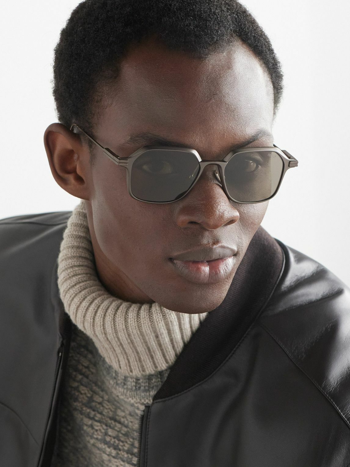 Zegna - D-Frame Brushed-Aluminium Polarised Sunglasses Zegna